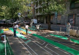 Milano, via Pacini si colora di verde e giallo per il progetto “Piazze Aperte”