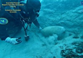 Relitto nave romana scoperto in mare dal Comando Provinciale Guardia di Finanza Grosseto