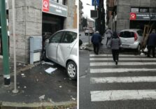 Sesto, scontro frontale alla Pelucca: un’auto sfonda la saracinesca di un negozio