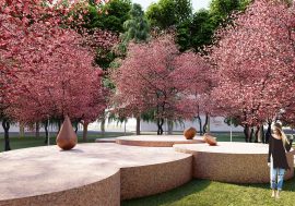 Milano, splende di ciliegi in fiore il nuovo Giardino Teresa Pomodoro di piazza Piola