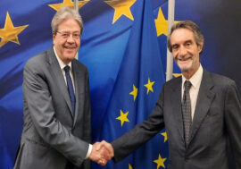 Bruxelles, il governatore lombardo Fontana incontra Gentiloni