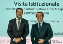 Il ministro Salvini e il governatore lombardo Fontana in visita al Salone della calzatura in Fiera a Rho