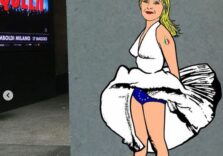 Milano, Giorgia come Marilyn nell’opera di aleXsandro Palombo in via Montenapoleone