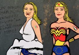 Giorgia Meloni riappare come Wonder Woman nel murales di aleXsandro Palombo