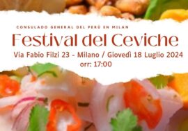 Milano, “Festival del Ceviche” al Consolato del Perù
